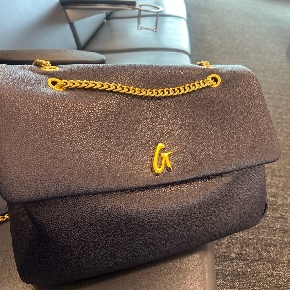 Elegant Navy blue Leather Shoulder Bag